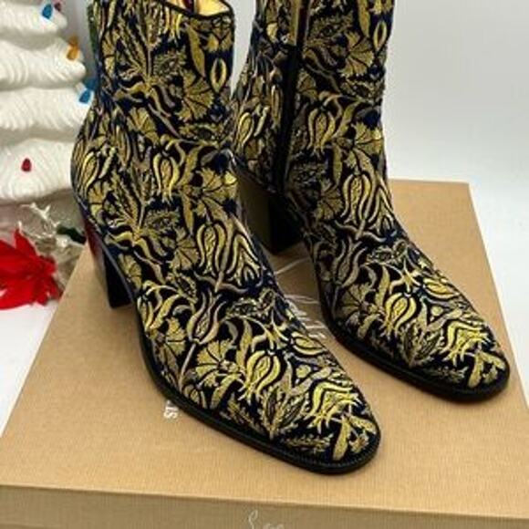 Christian Louboutin Mens LOUBI mystery OMERIC velvet with gold embroidery 42 - Picture 11 of 13